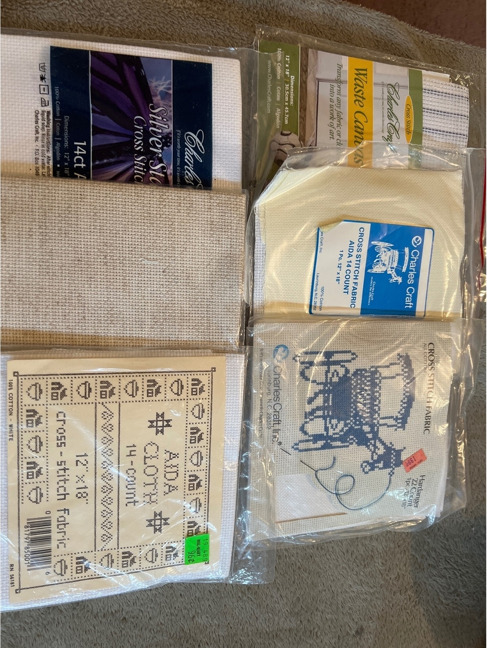 Charles Craft Cross Stitch Fabric and Waste Canvas Bundle